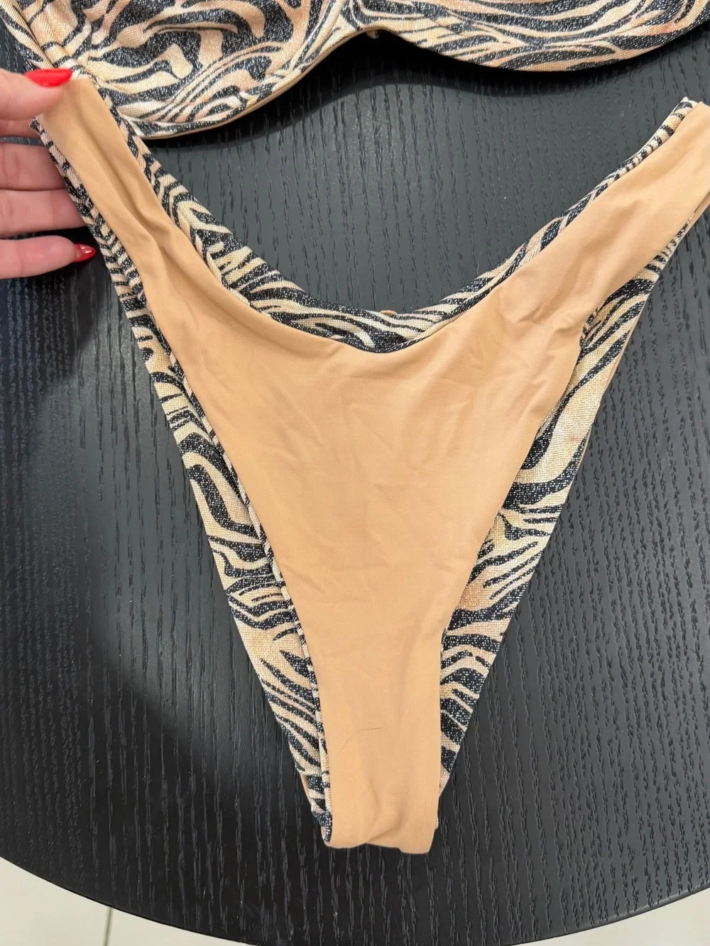 l*space Zebra-Print Bikini Bottoms in Neutral & Black